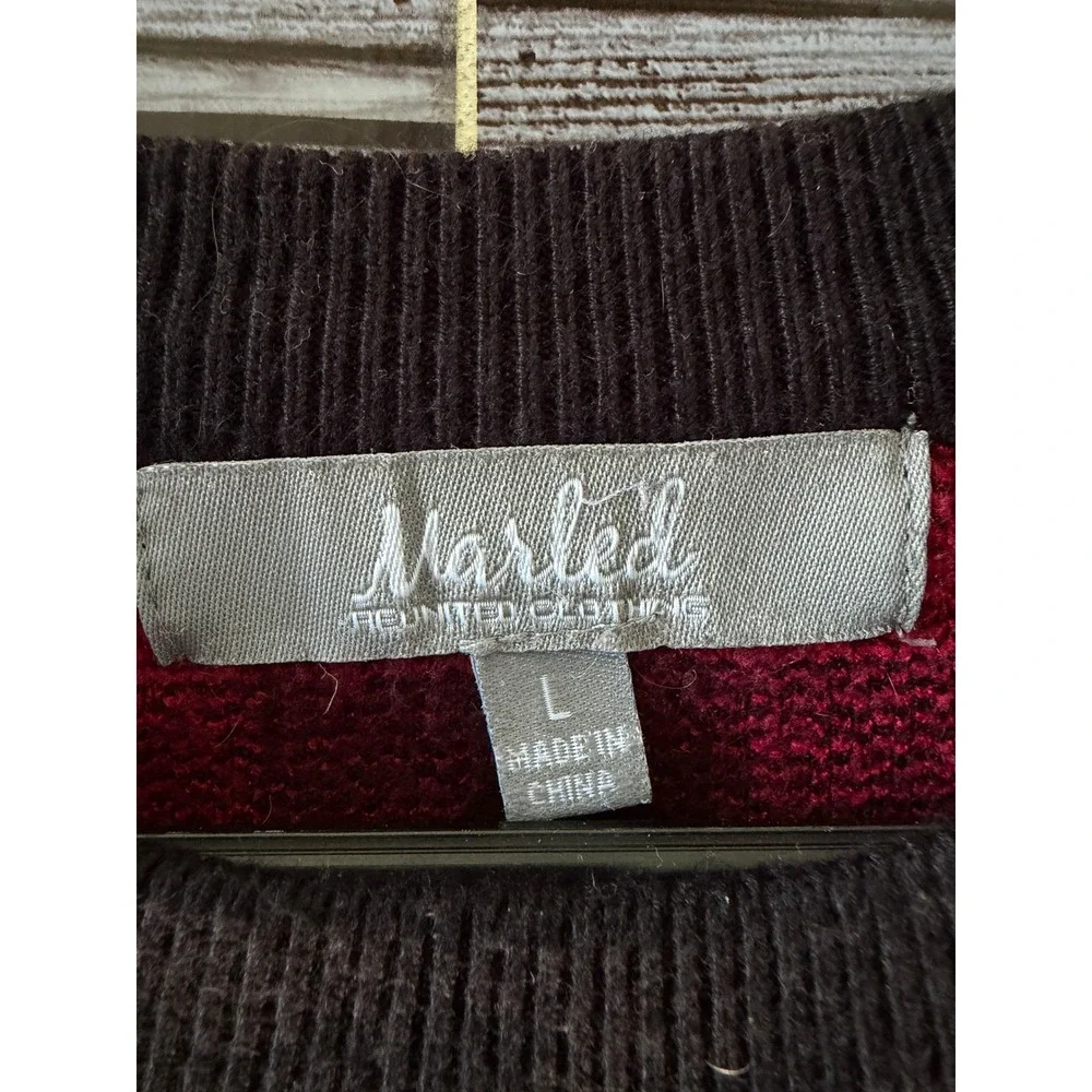 Marled Reunited Clothing Women's Red Buffalo Plaid Balloon Sleeve Sweater Size L